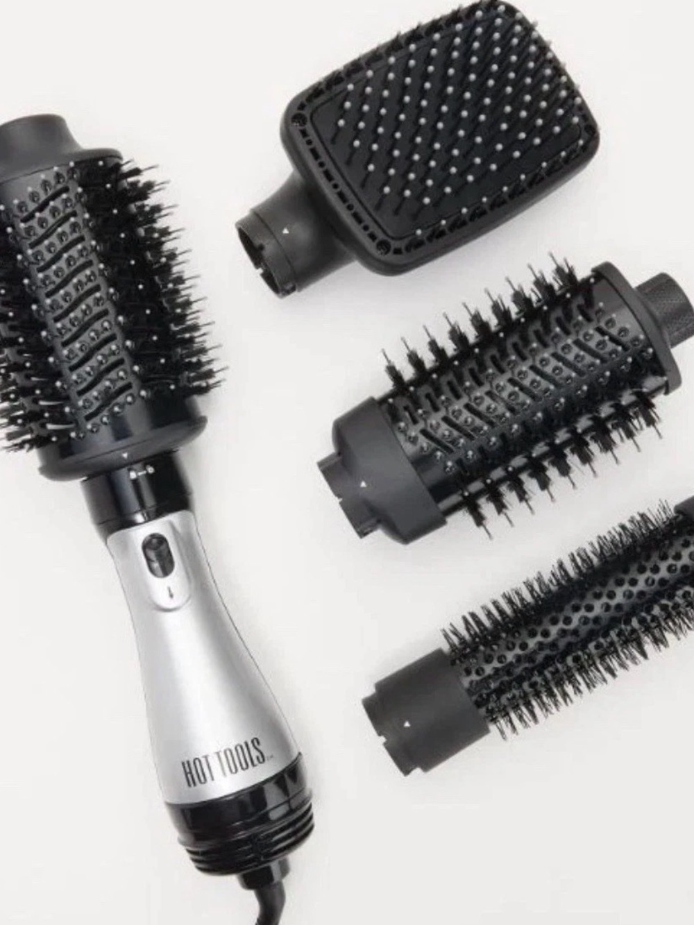 Hot Tools Pro Signature Blowout Hair Brush Ultimate 4-Pc Kit Blck/Silver New